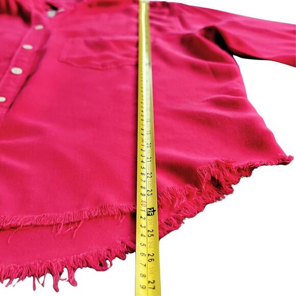 RAILS Hot Pink Frayed Hem Chambray Button Up Shirt Womens M Sustainable Fashion - Picture 11 of 13